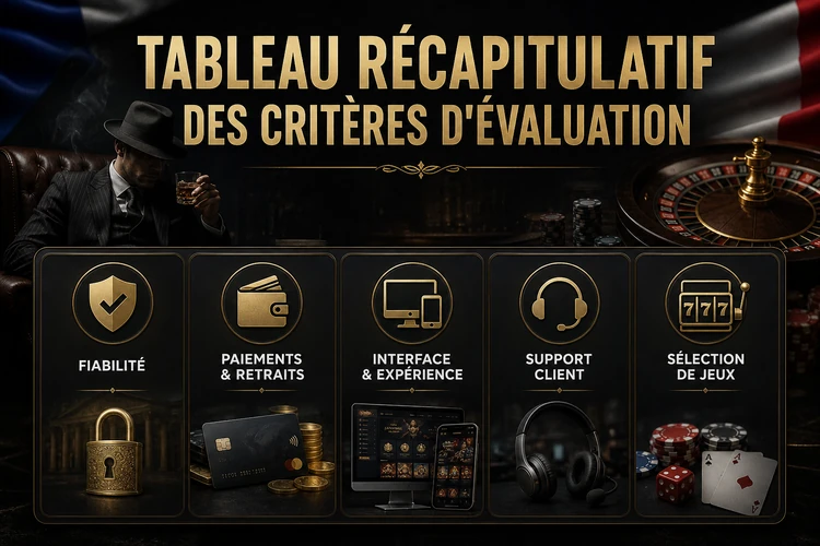 Tableau récapitulatif des critères d'évaluation