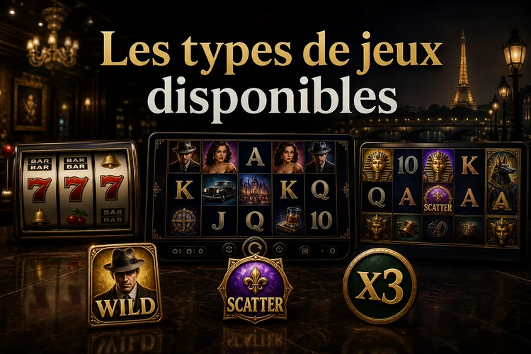 Les types de jeux disponibles sur la plateforme